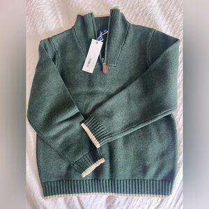 Janie & Jack Green Quarter-Zip Sweater